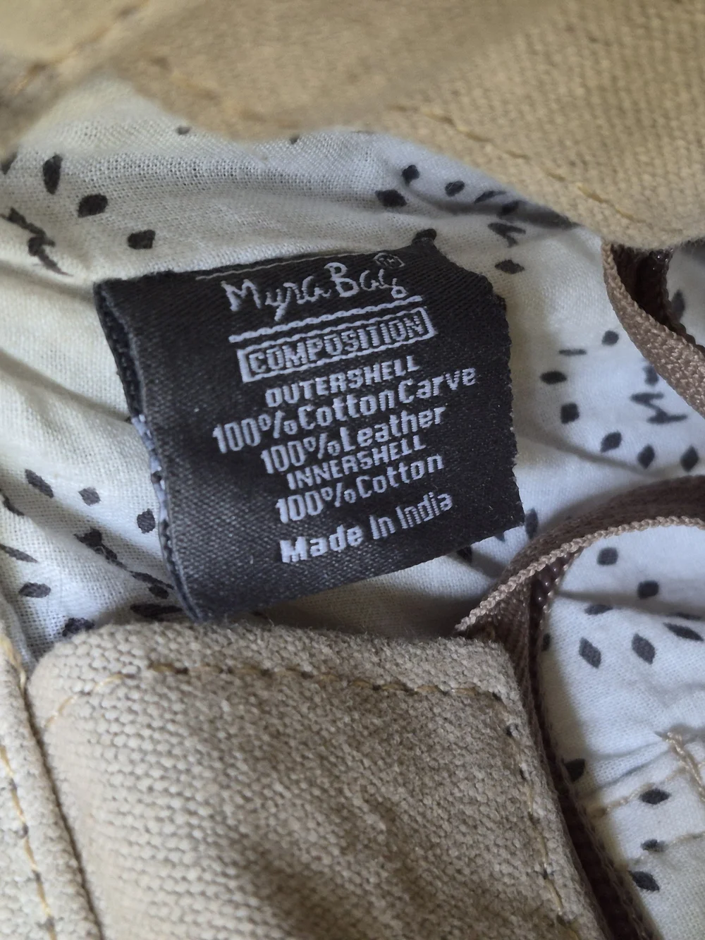 Myra Bag Patchwork Canvas Messenger in Brown, Cream, Gray